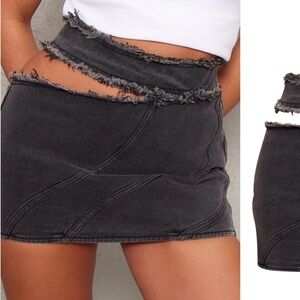 NWT Pretty Little Thing Washed Grey Cut Out Frey mini skirt